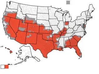 Map of US drought-declared disaster areas